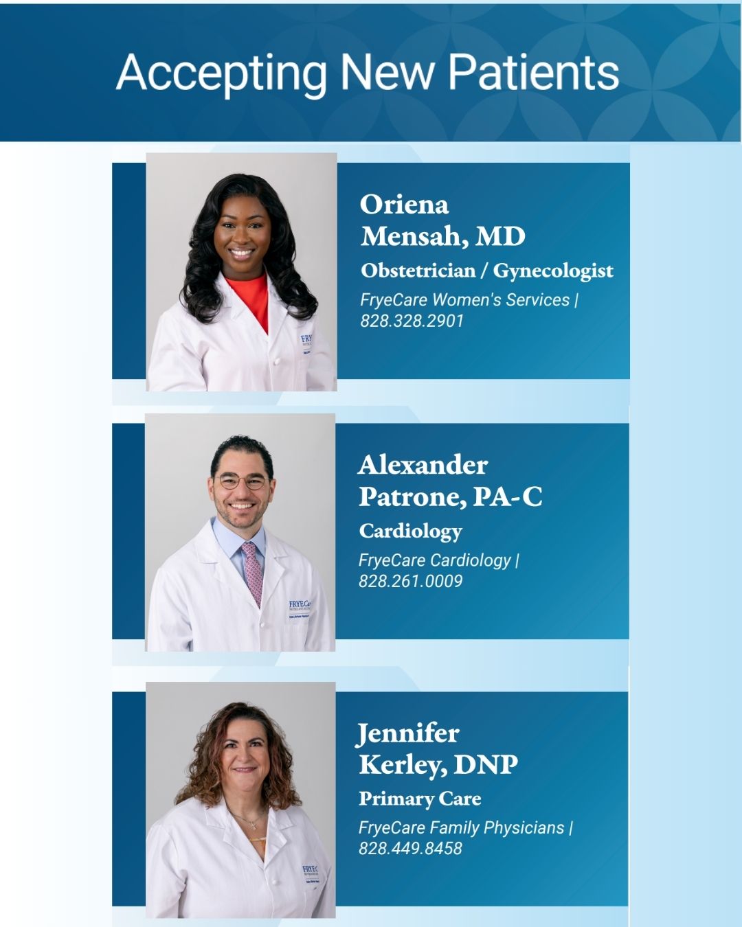 Three Providers Join FryeCare Physicians Network